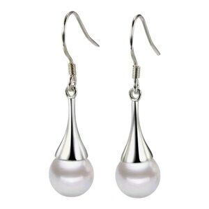 Elegant Silver Pearl Drop Earrings